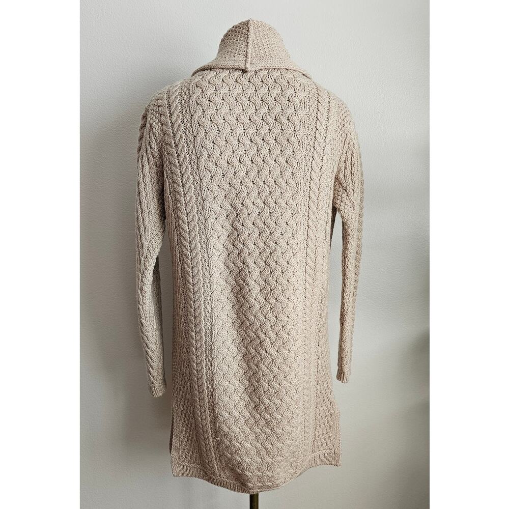 EUC ARAN CRAFTS Merino Wool Drape Open Front Shawl Long Cardigan Sweater S - Picture 3 of 6